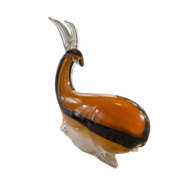 RARE Dynasty Gallery Antelope Hand Fused Art Glass Lt'd Ed 'Vinci' Line AMBR BLK - Picture 7 of 12